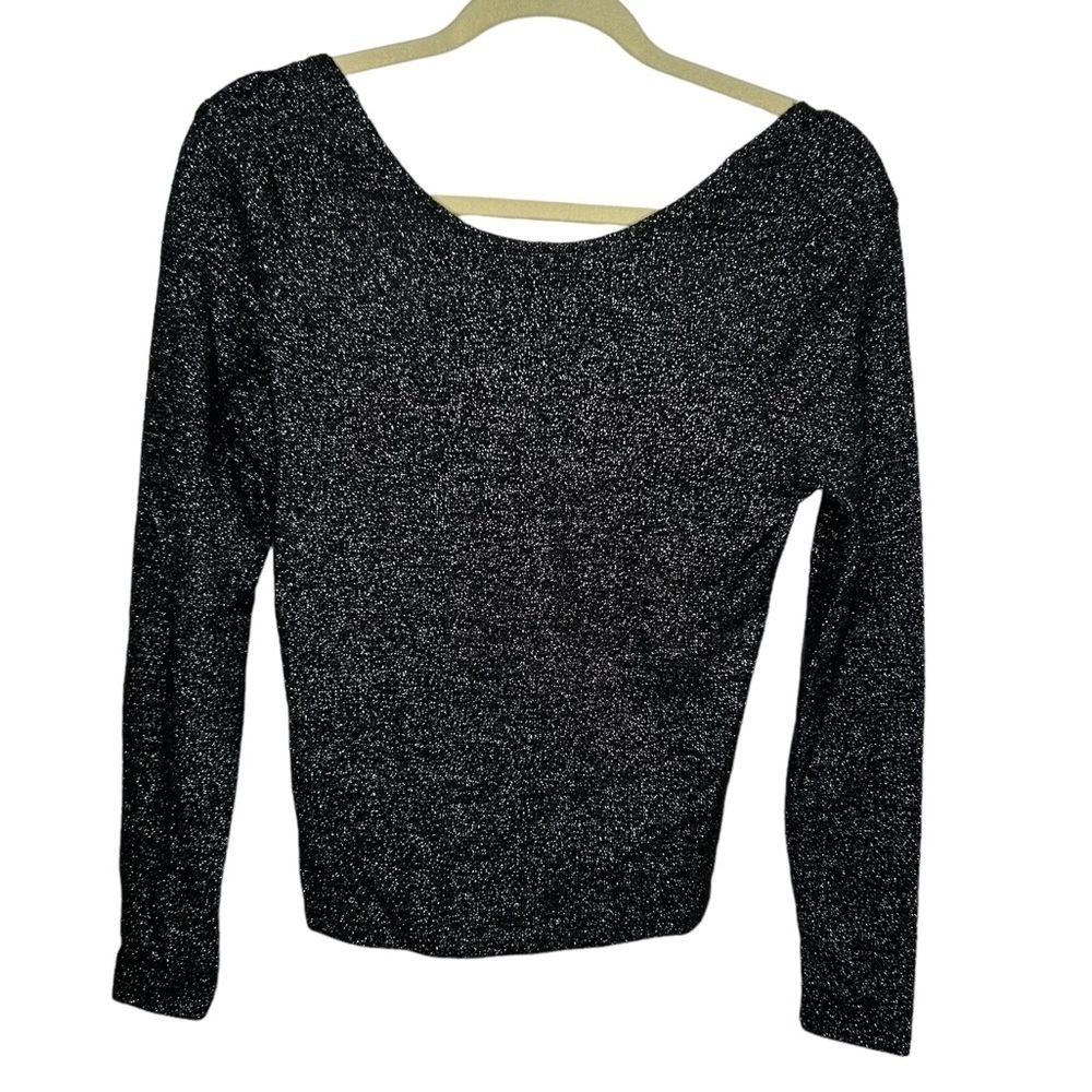 Zara Women’s Metallic Fleck Sweater Size Large Black Twist Back